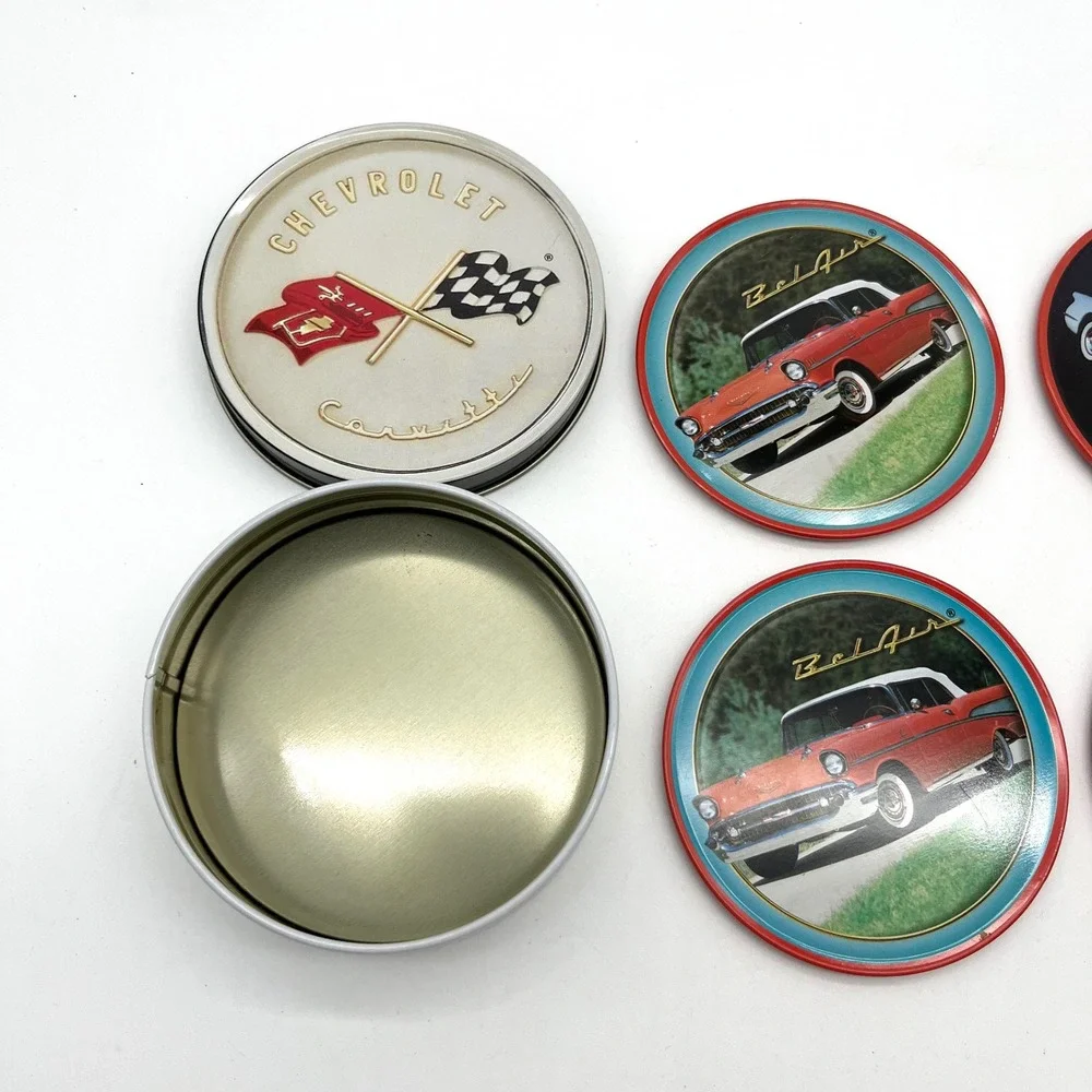Chevrolet‎ Corvette Bel Air Coasters Set of 4 with Tin Case Car Theme